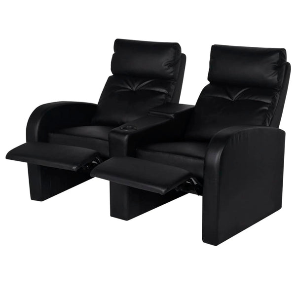Recliner 2-Seat Artificial Leather Black