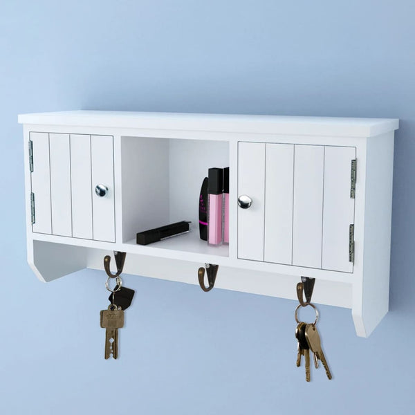 Mdf And Steel Wall Cabinet With Doors Hooks For Keys Jewellery Cabinets & Cupboards