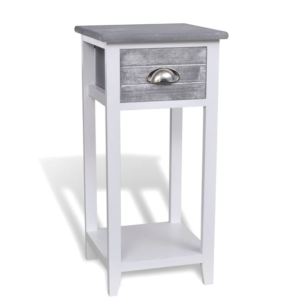 Nightstand With 1 Drawer Grey And White