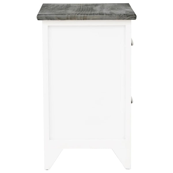 Paulownia Wood Grey White With Two Drawers Set Of Bedside Tables