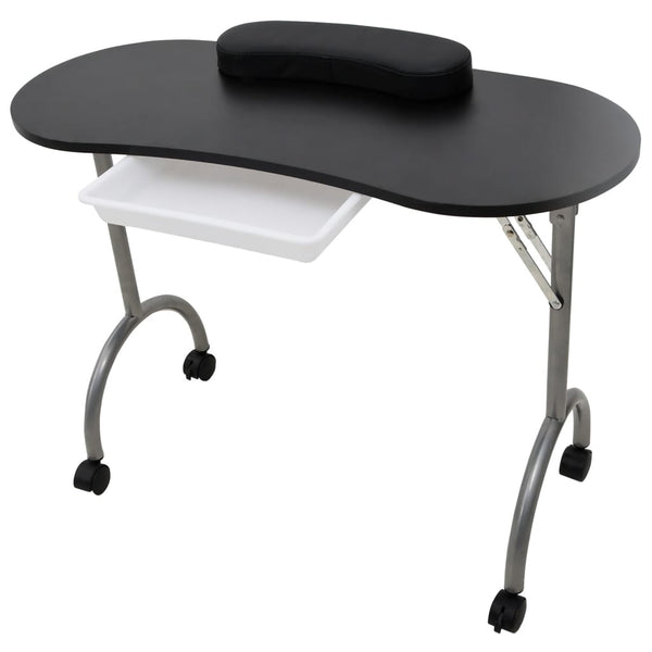 Vidaxl Folding Manicure Nail Table With Castors Black Manicure & Pedicure Tools & Kits