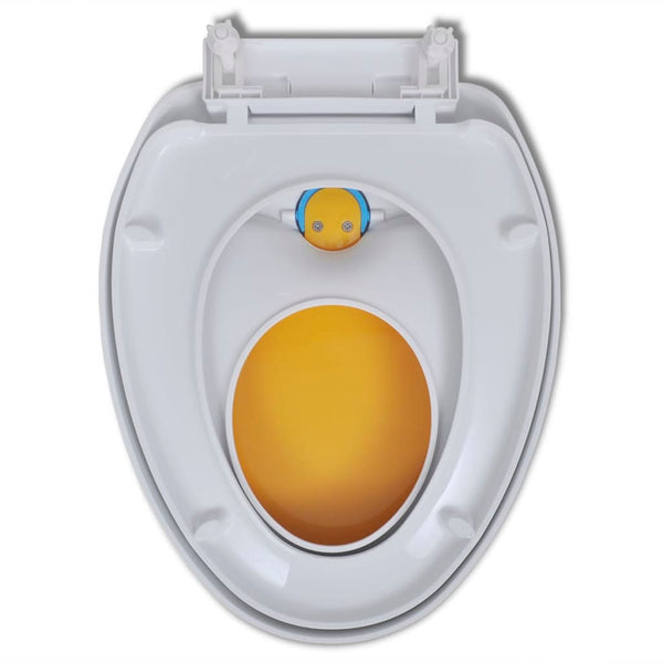 White & Yellow Soft-Close Toilet Seat Adults/Children