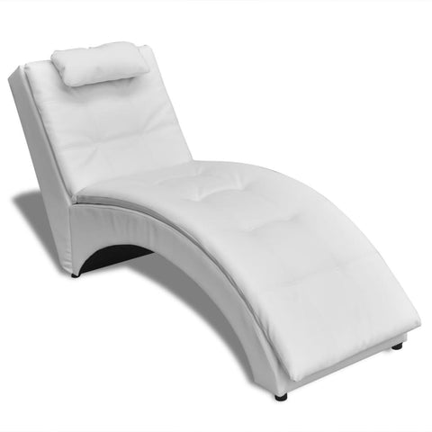 Chaise Longue With Pillow White Faux Leather Sofas Armchairs & Couches