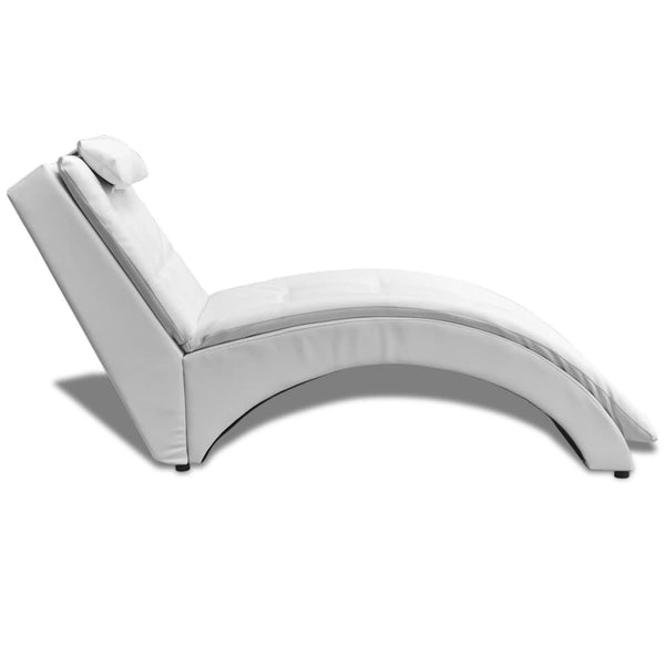 Chaise Longue With Pillow White Faux Leather Sofas Armchairs & Couches