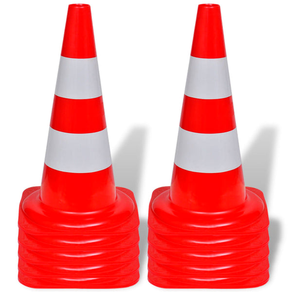 10 Reflective Traffic Cones 50 Cm Red And White Safety Cones Posts Barriers