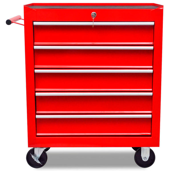 Workshop Tool Trolley 5 Drawers Red Tool & Equipment Trolleys