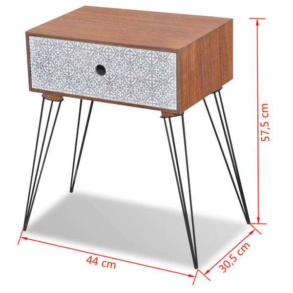 Nightstand With 1 Drawer Rectangular Brown