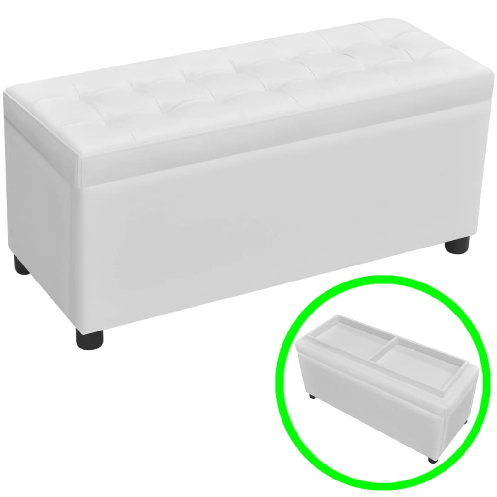 Storage Artificial Leather White Ottomans Footstools & Poufs