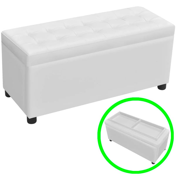 Storage Artificial Leather White Ottomans Footstools & Poufs