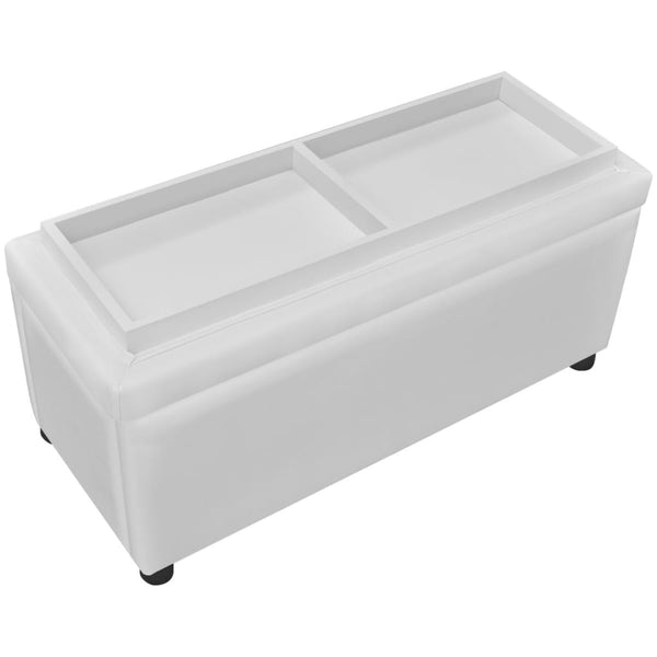 Storage Artificial Leather White Ottomans Footstools & Poufs