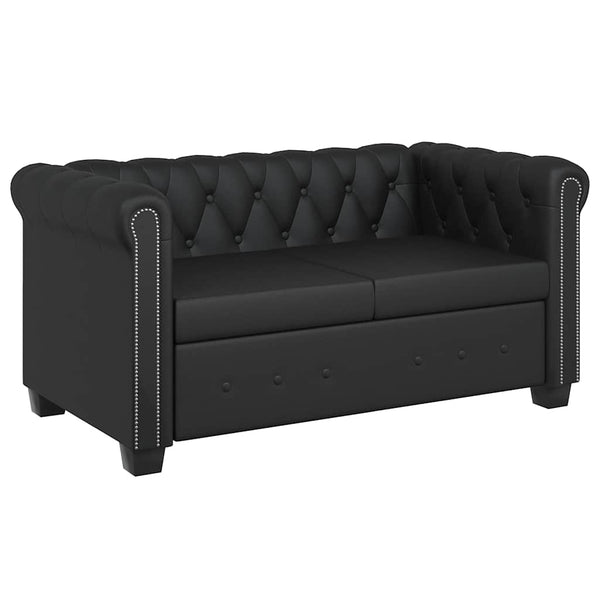 Vidaxl Chesterfield 2 Seater Artificial Leather Black Sofas Armchairs & Couches