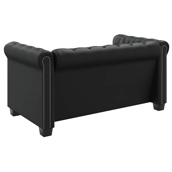 Vidaxl Chesterfield 2 Seater Artificial Leather Black Sofas Armchairs & Couches