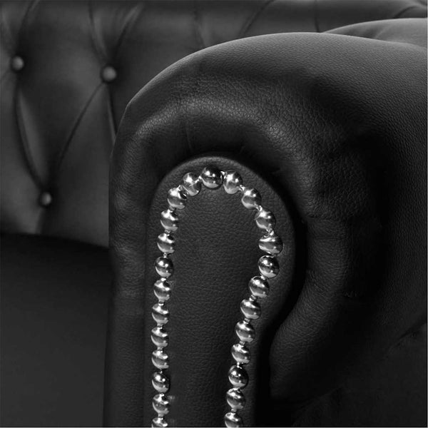 Vidaxl Chesterfield 2 Seater Artificial Leather Black Sofas Armchairs & Couches