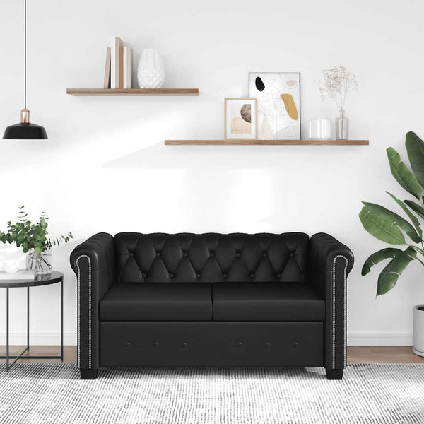 Vidaxl Chesterfield 2 Seater Artificial Leather Black Sofas Armchairs & Couches
