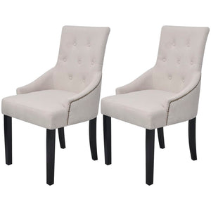 Dining Chairs 2 Pcs Cream Grey Fabric
