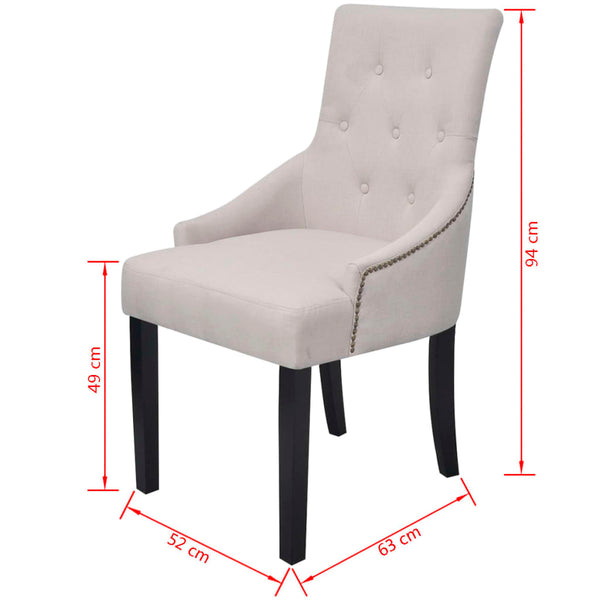 Dining Chairs 2 Pcs Cream Grey Fabric