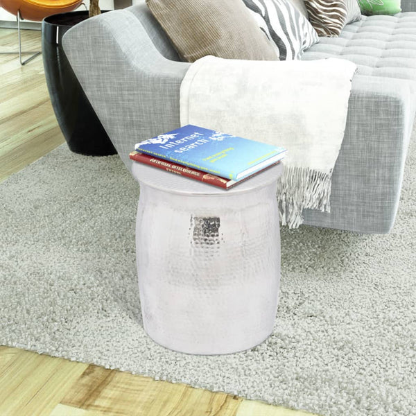 Vidaxl Hammered Aluminium Stool/Side Table Silver Side Tables