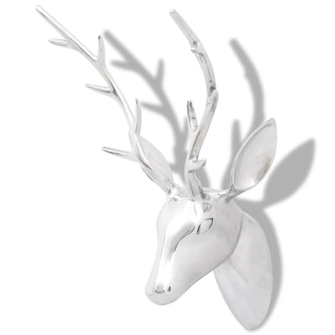Wall Mounted Aluminium Deer's Head Decoration Silver 62 Cm