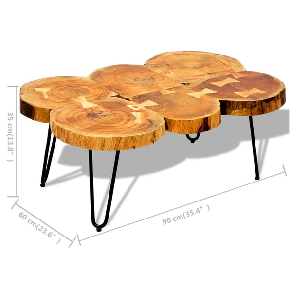 Coffee Table 35 Cm 6 Trunks Solid Sheesham Wood