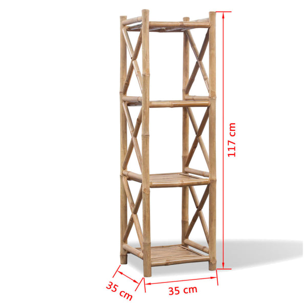 4 Tier Square Bamboo Shelf Bookshelves