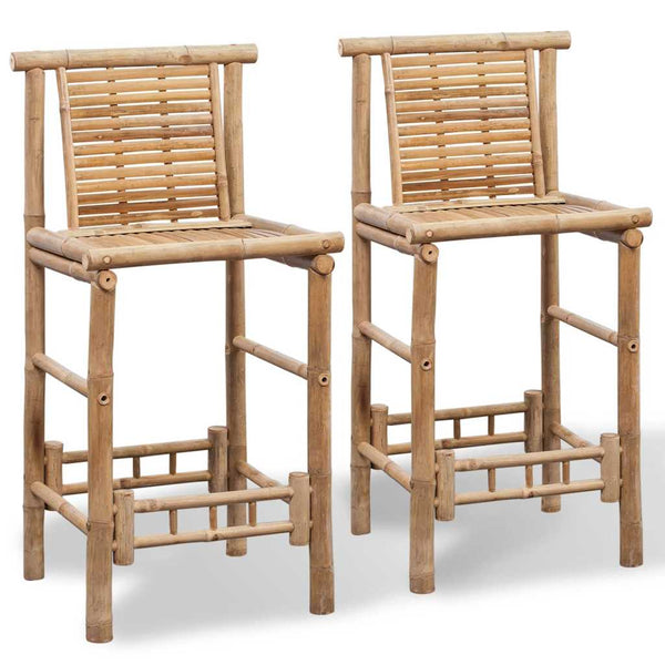 Bamboo Bar Stools With Backrest Set Of Two For Home And Garden Furniture Benches Bar Stools