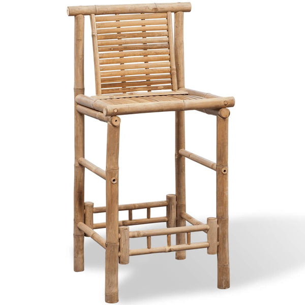 Bamboo Bar Stools With Backrest Set Of Two For Home And Garden Furniture Benches Bar Stools