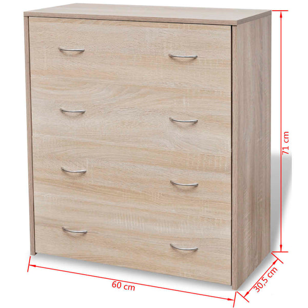 Sideboard With 4 Drawers 60X30.5X71 Cm Oak Colour Sideboards & Buffets