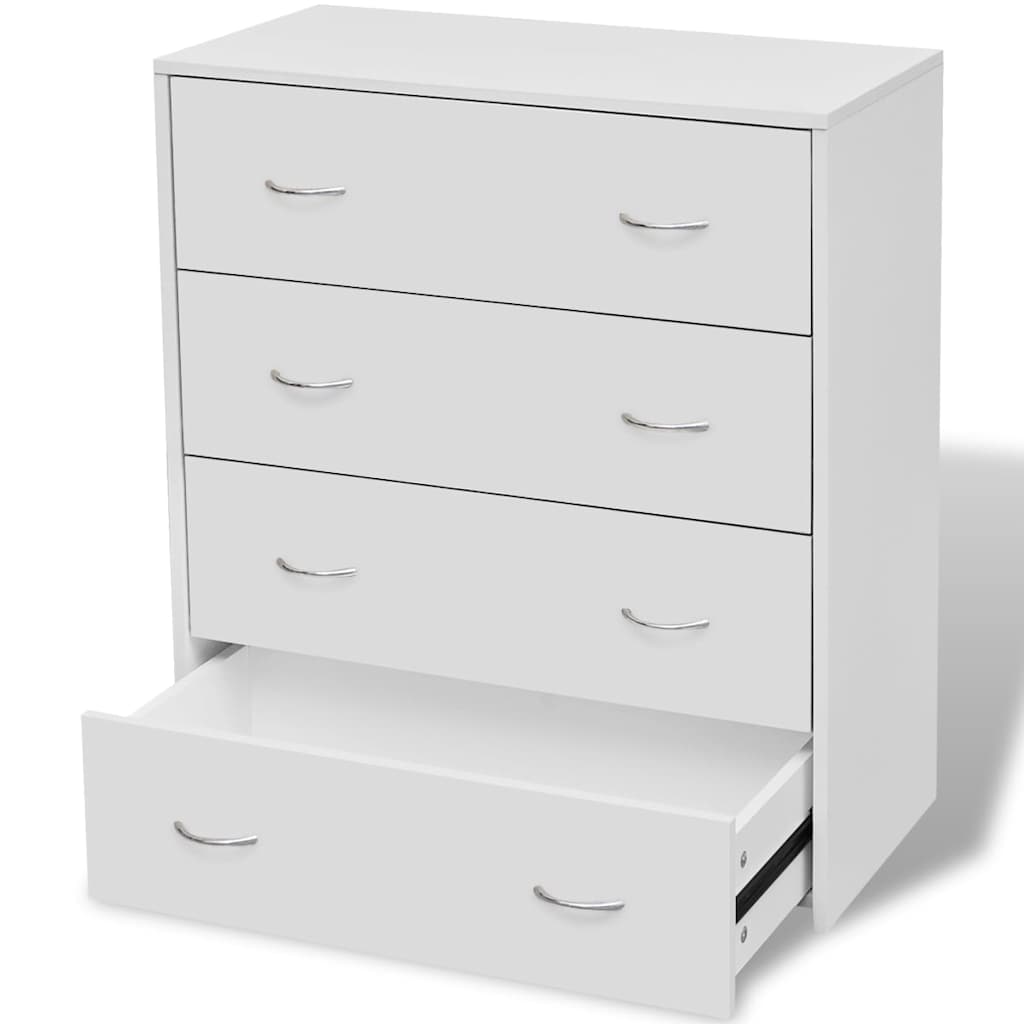 Engineered Wood Sideboard With Four Drawers White Furniture Storage Unit Sideboards & Buffets