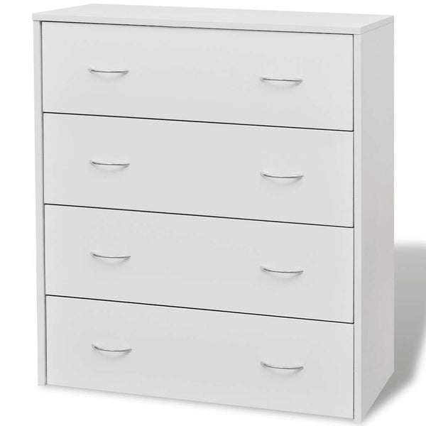 Engineered Wood Sideboard With Four Drawers White Furniture Storage Unit Sideboards & Buffets