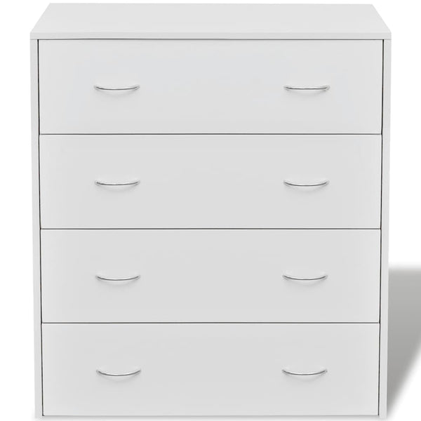Engineered Wood Sideboard With Four Drawers White Furniture Storage Unit Sideboards & Buffets
