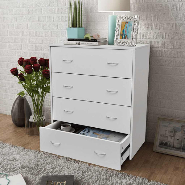 Engineered Wood Sideboard With Four Drawers White Furniture Storage Unit Sideboards & Buffets