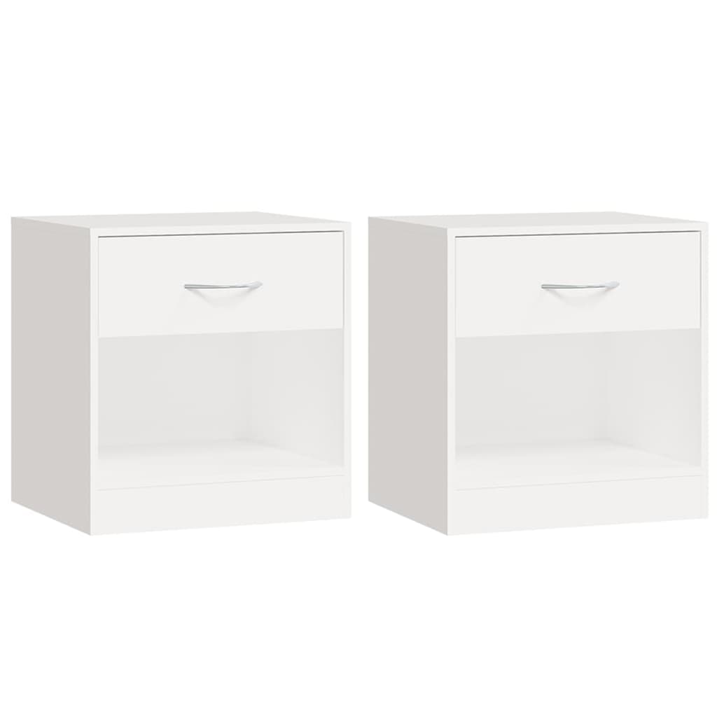 Nightstand 2 Pcs With Drawer White