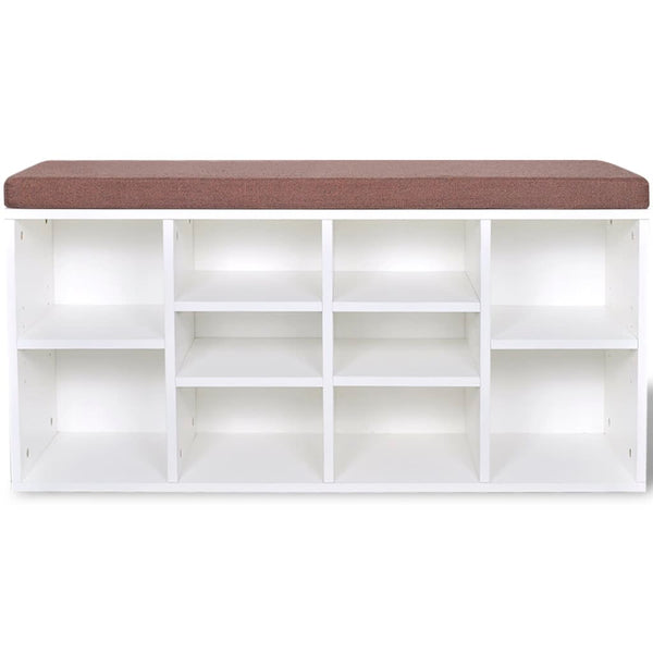 Shoe Storage Bench 10 Compartments White