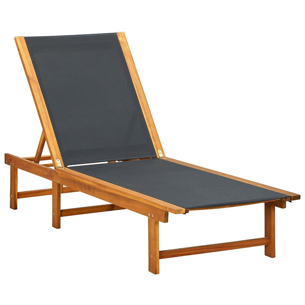 Vidaxl Sun Lounger Solid Acacia Wood And Textilene Loungers