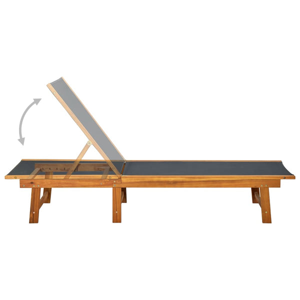 Vidaxl Sun Lounger Solid Acacia Wood And Textilene Loungers