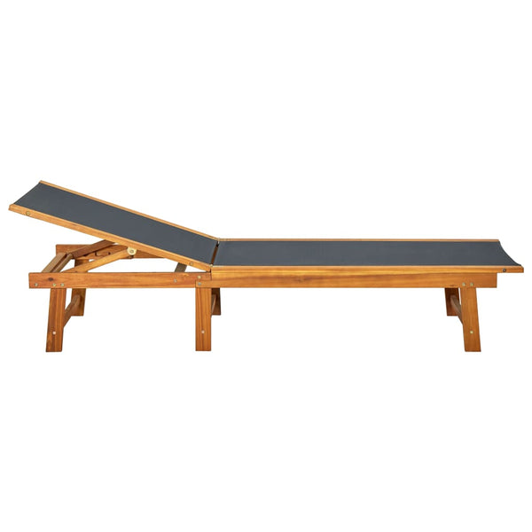 Vidaxl Sun Lounger Solid Acacia Wood And Textilene Loungers