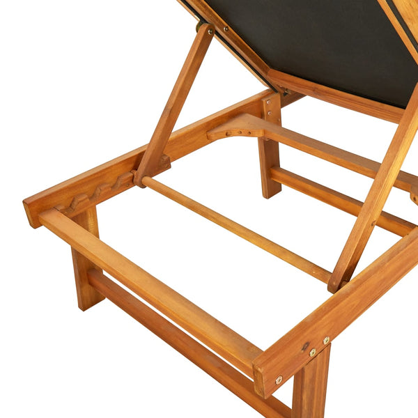 Vidaxl Sun Lounger Solid Acacia Wood And Textilene Loungers