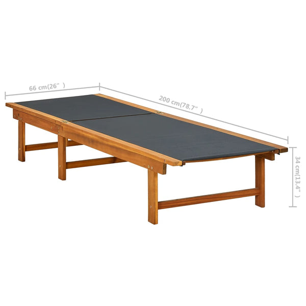 Vidaxl Sun Lounger Solid Acacia Wood And Textilene Loungers