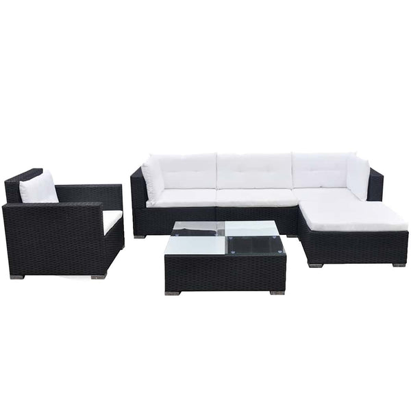 Vidaxl 6 Piece Garden Lounge Set With Cushions Poly Rattan Black Loungers