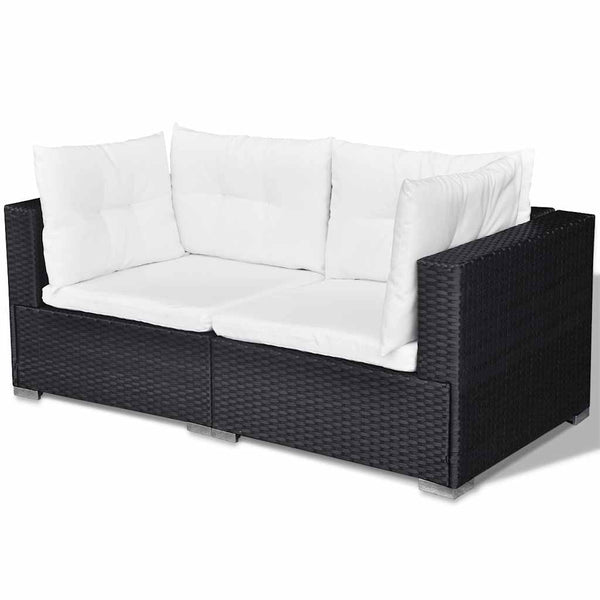 Vidaxl 6 Piece Garden Lounge Set With Cushions Poly Rattan Black Loungers