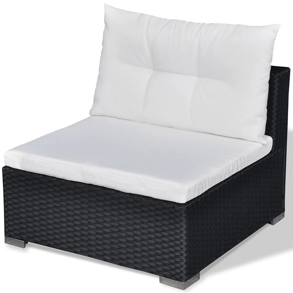 Vidaxl 6 Piece Garden Lounge Set With Cushions Poly Rattan Black Loungers