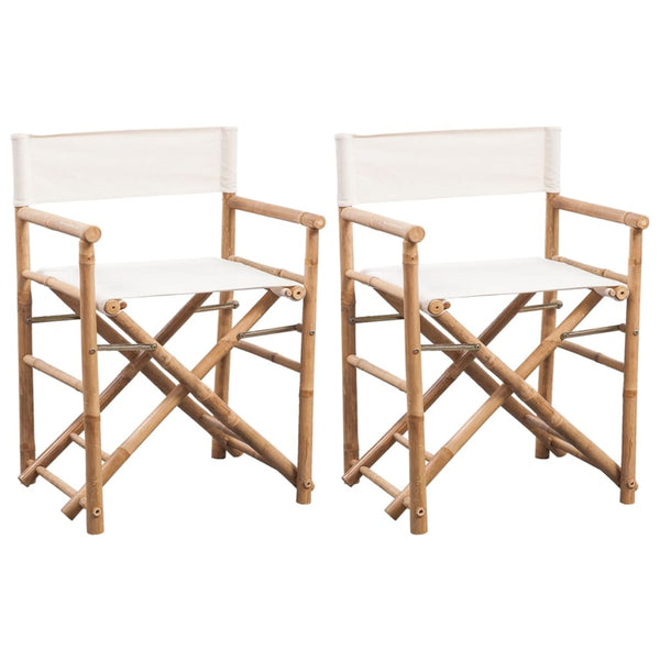 Vidaxl Folding Director's Chair 2 Pcs Bamboo And Canvas Chairs