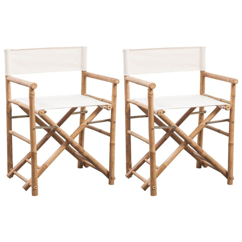 Vidaxl Folding Director's Chair 2 Pcs Bamboo And Canvas Chairs