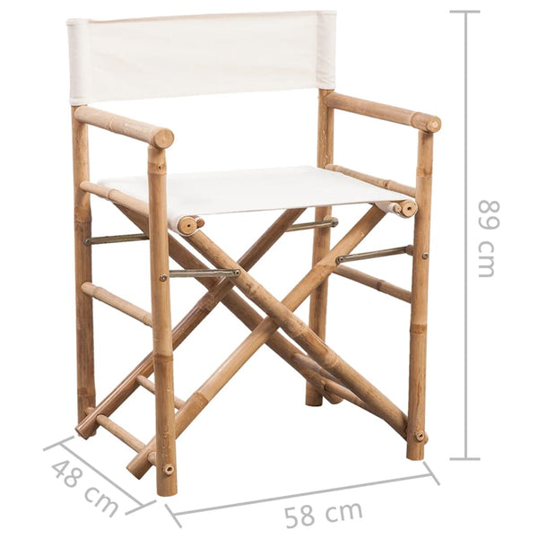 Folding Director's Chair 2 Pcs Bamboo And Canvas