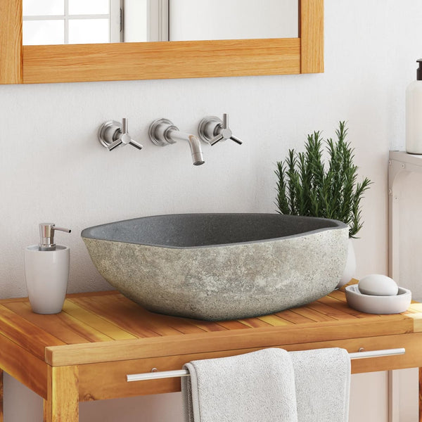 Vidaxl Basin River Stone Oval (45 53)X(34 41) Cm Bathroom Sinks