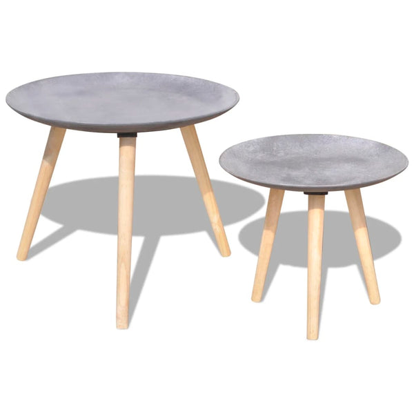Vidaxl Two Piece Side Table/Coffee Set 55 Cm&44 Concrete Grey Side Tables