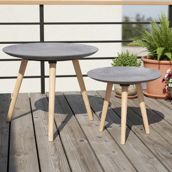 Vidaxl Two Piece Side Table/Coffee Set 55 Cm&44 Concrete Grey Side Tables