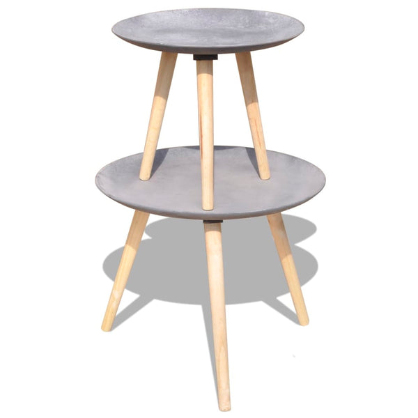 Vidaxl Two Piece Side Table/Coffee Set 55 Cm&44 Concrete Grey Side Tables