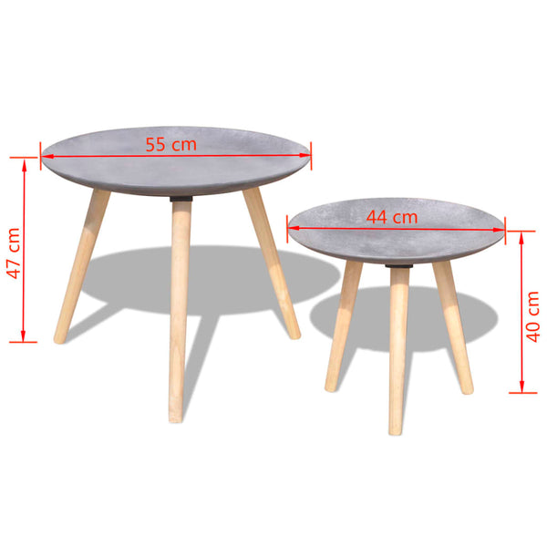Vidaxl Two Piece Side Table/Coffee Set 55 Cm&44 Concrete Grey Side Tables