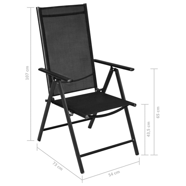 Folding Garden Chairs 4 Pcs Aluminium And Textilene Black